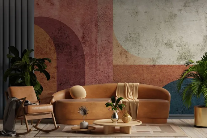 Fototapeta: Geometryczne kształty na teksturowym tle betonu