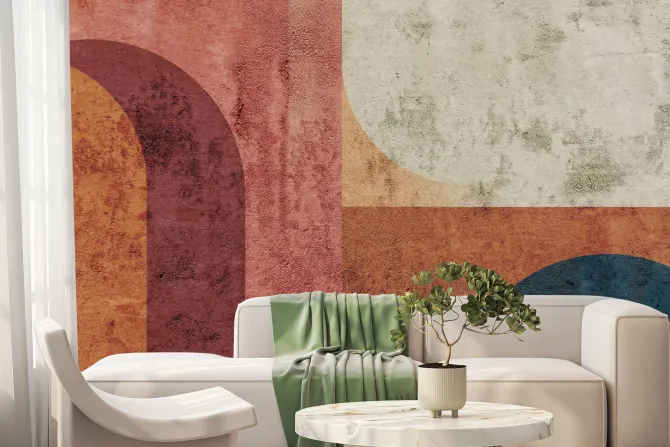 Fototapeta: Geometryczne kształty na teksturowym tle betonu