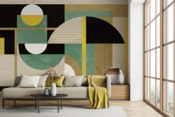 Fototapeta: Geometryczne kształty ze złotym zdobieniem