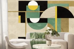 Fototapeta: Geometryczne kształty ze złotym zdobieniem