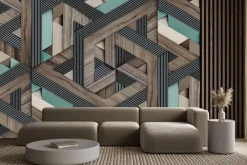 Fototapeta: Geometryczny wzór 3d z drewnem