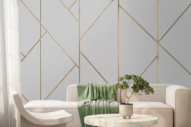 Fototapeta: Geometryczny wzór ze złotymi liniami