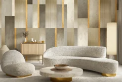 Fototapeta: Geometryczny wzór złote paski i tekstura betonu nowoczesna dekoracja