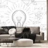 Fototapeta: Glowing light bulb concept. school background in physics and