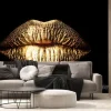 Fototapeta: Golden lips isolated on black background. luxury glamour art