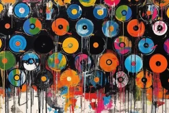 Fototapeta: Graffiti płyty winylowe w stylu pop-art