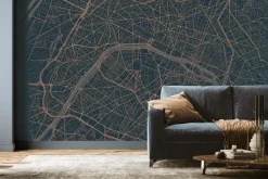 Fototapeta: Graficzna mapa miasta paryża w ciemnych kolorach