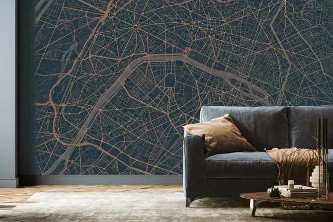 Fototapeta: Graficzna mapa miasta paryża w ciemnych kolorach