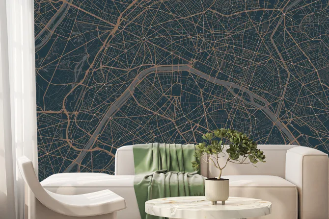 Fototapeta: Graficzna mapa miasta paryża w ciemnych kolorach