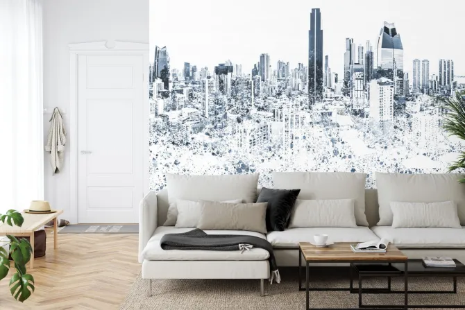 Fototapeta: Graficzne ujęcie panoramy nowoczesnego miasta