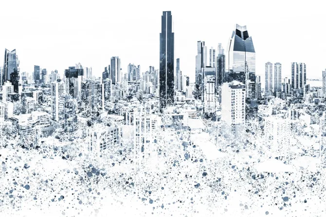 Fototapeta: Graficzne ujęcie panoramy nowoczesnego miasta