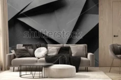 Fototapeta: Grafitowy papier złożony w geometryczne figury