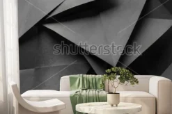 Fototapeta: Grafitowy papier złożony w geometryczne figury