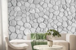 Fototapeta: Gray stone walls are beautifully arranged in the background.