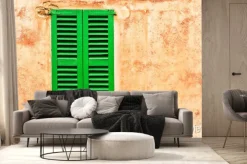 Fototapeta: Grüne haus fensterladen wand mediterran wohnen