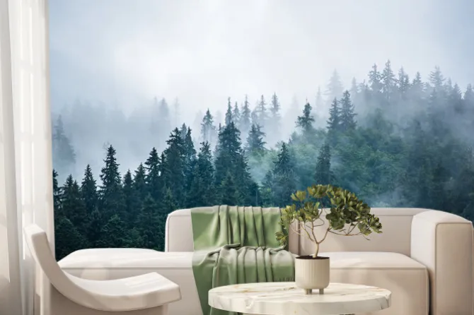 Fototapeta: Górski krajobraz spowity mgłą