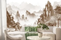 Fototapeta: Górski krajobraz z jeziorem i górami w tle