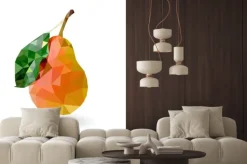 Fototapeta: Gruszka gruszka trójkątów z czerwonym strony i liści trójkąta