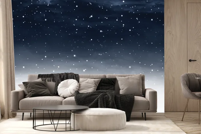 Fototapeta: Gwiazdy na akwarelowym nocnym niebie