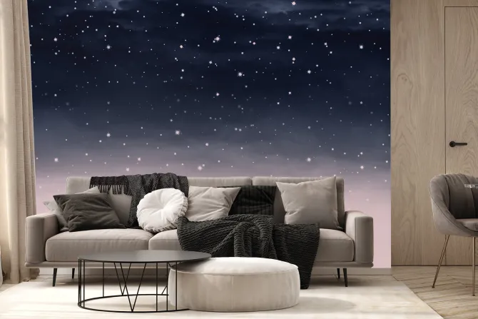 Fototapeta: Gwiazdy na akwarelowym nocnym niebie