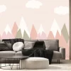 Fototapeta: Hand drawn mountain landscape. cute wallpaper design for a play