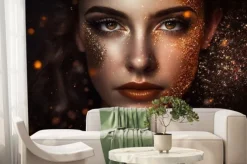 Fototapeta: Hübsches junges weibliches model mit tollem glitzer make-up im