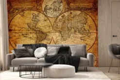 Fototapeta: Historyczna mapa świata na postarzanym papierze