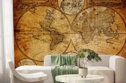 Fototapeta: Historyczna mapa świata na postarzanym papierze