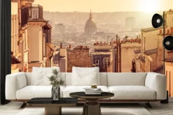 Fototapeta: Historyczny miasto przy zachodzie słońca