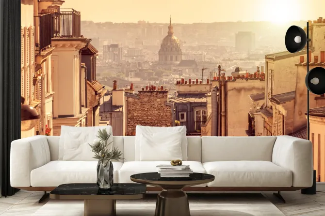 Fototapeta: Historyczny miasto przy zachodzie słońca