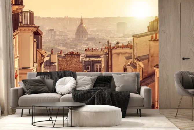 Fototapeta: Historyczny miasto przy zachodzie słońca