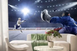 Fototapeta: Hokeista broniący bramki