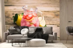 Fototapeta: Homemade świeże różowa lemoniada z cytryny, limonki i truskawki