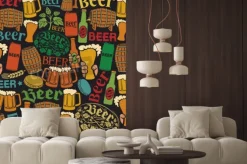 Fototapeta: Ikony piwo piwo bez szwu wzór tła, chmiel liść, oddział hop,