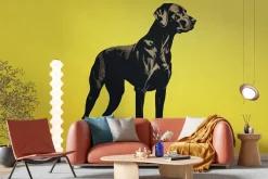 Fototapeta:  ilustracja czarny pies grafika zwierzę na żółtym tle