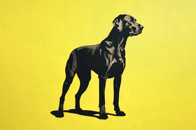 Fototapeta: ilustracja czarny pies grafika zwierzę na żółtym tle