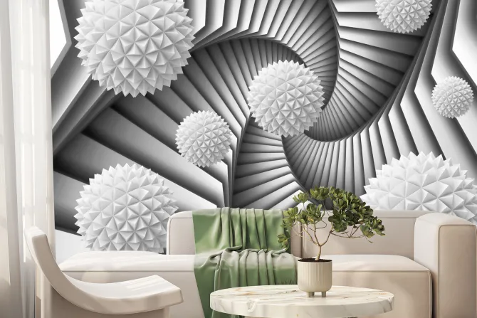 Fototapeta: Ilustracja 3d spirali z kulkami