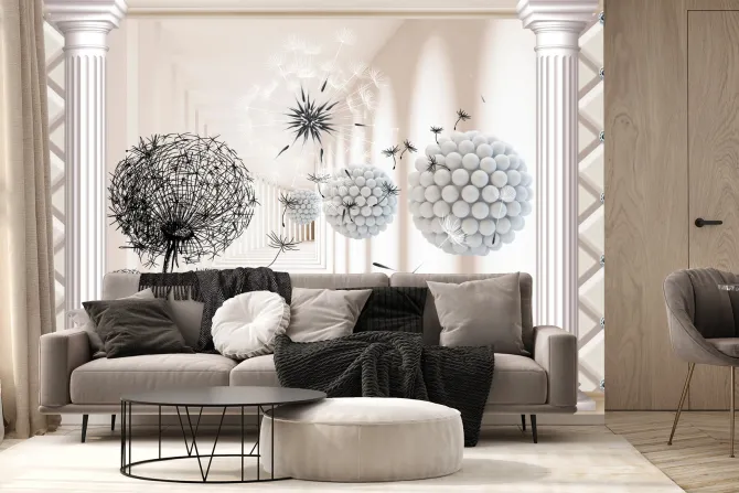 Fototapeta: Ilustracja 3d z kolumnami i dmuchawcami