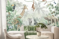 Fototapeta: Ilustracja dzikich zwierząt w gęstej dżungli