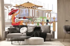 Fototapeta: Ilustracja dziewczyny w kawiarni