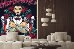 Fototapeta: Ilustracja retro z barberem