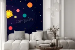 Fototapeta: Ilustracja w stylu płaskiej o przestrzeni kosmicznej.