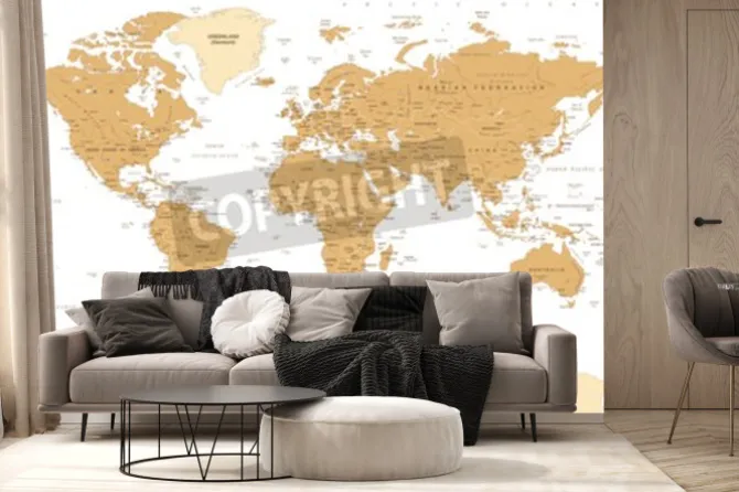 Fototapeta: Ilustracja wektorowa mapa świata politycznego rocznika.