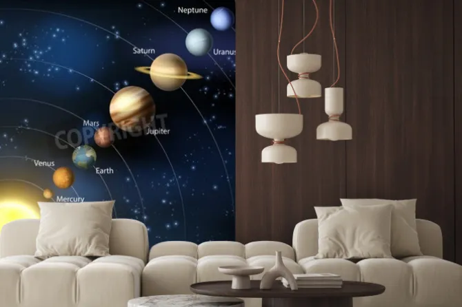 Fototapeta: Ilustracja z planet naszego układu słonecznego na orbicie wokół