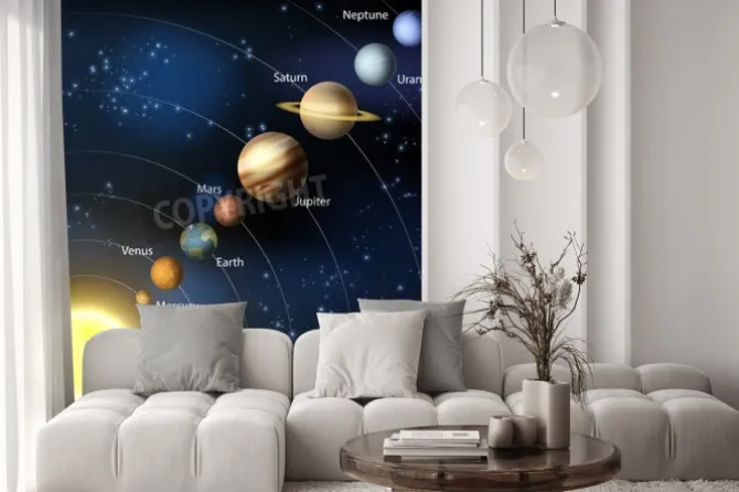 Fototapeta: Ilustracja z planet naszego układu słonecznego na orbicie wokół