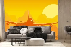 Fototapeta: Ilustracji wektorowych z nieba i chmury z latania samolotów.