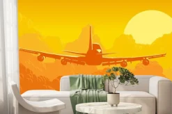 Fototapeta: Ilustracji wektorowych z nieba i chmury z latania samolotów.