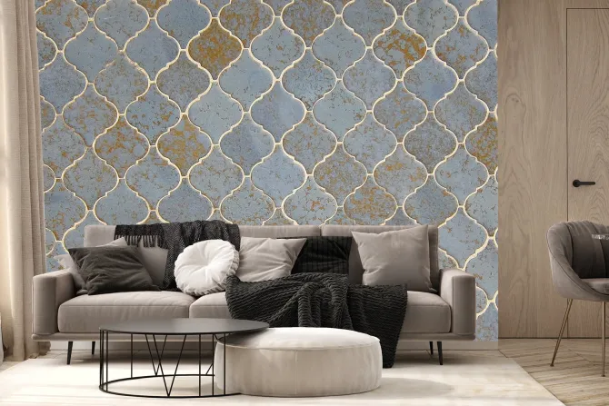 Fototapeta: Imitacja geometrycznych niebieskich płytek