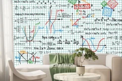Fototapeta: Imitacja kartki z zeszytu ze wzorami matematycznymi