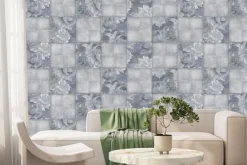 Fototapeta: Imitacja kwadratowych płytek z liśćmi